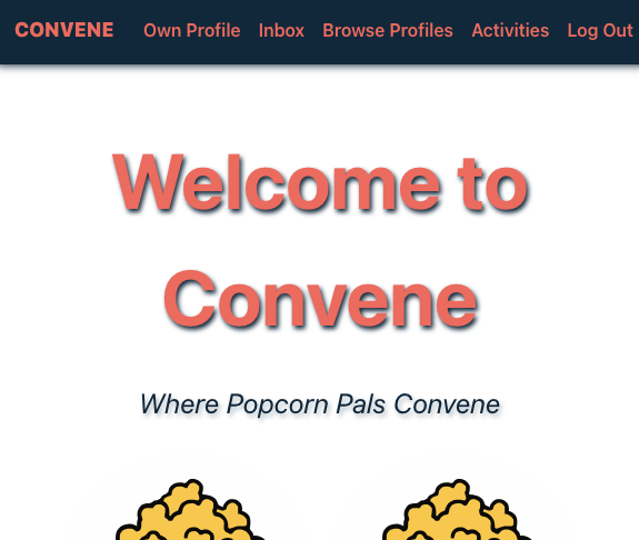 Screenshot of Convene app homepage